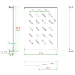 Prateleira para armário bastidor 19'' 1U 350 mm