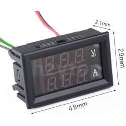 Voltímetro / amperímetro digital LED (4,5...100VDC / 0...10Am