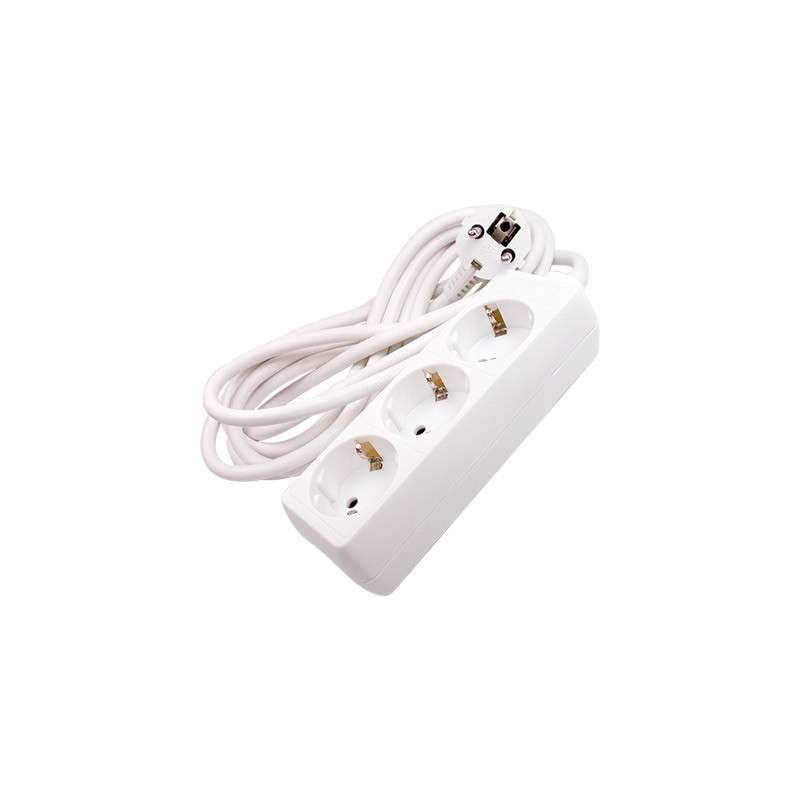Block of 3 sockets with 1.5m white cable