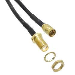 Cable SMA hembra / SMB hembra RG174, 50 ohm, 100 mm, Negro