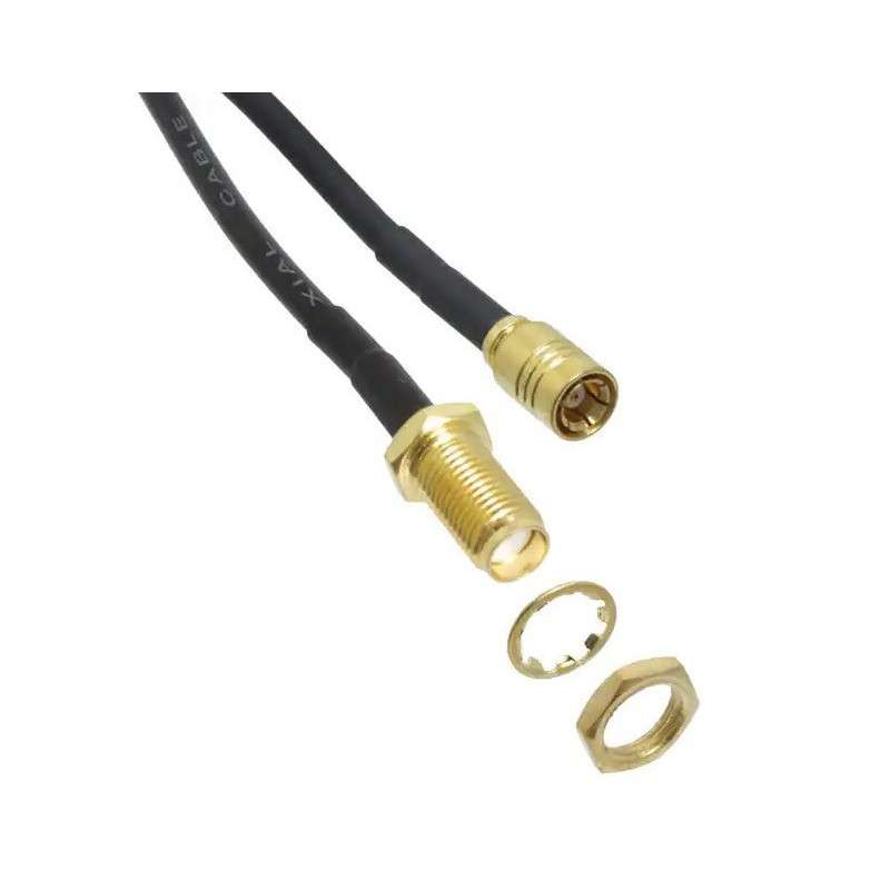 Cable SMA hembra / SMB hembra RG174, 50 ohm, 100 mm, Negro