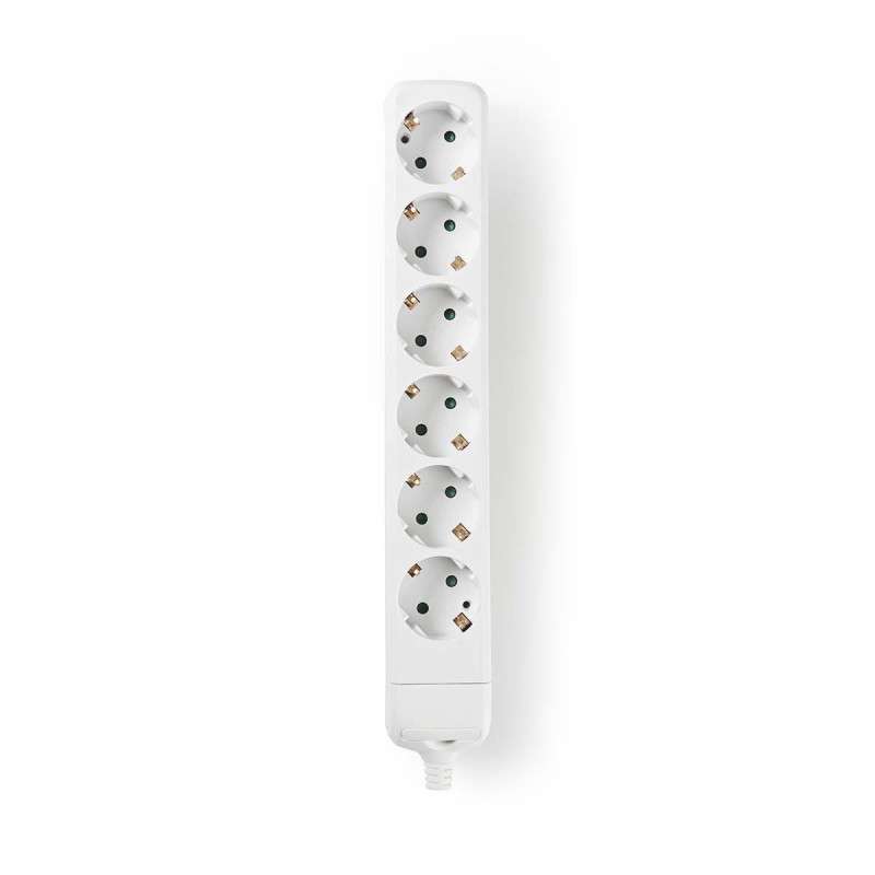 Extension socket - Protective Contact - 6-Way - White - Without cable