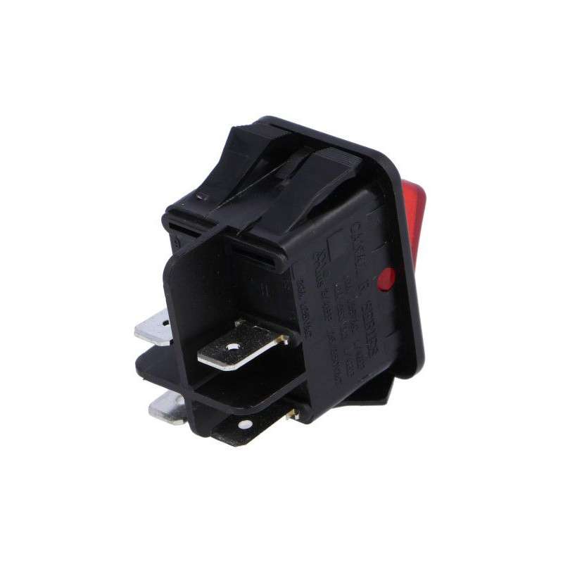 Rocker switch 2 stable positions - OFF-ON - 250VAC 16A (4-pin) - red light