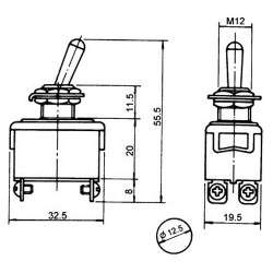 Toggle switch two positions - ON-OFF - 250V. 10A  (DPST)
