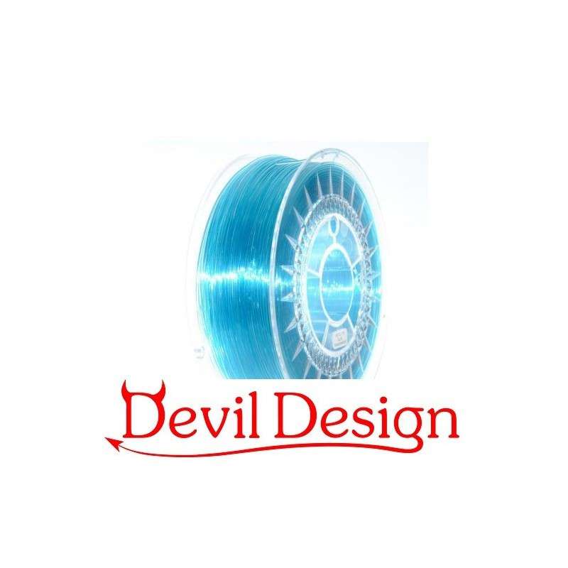 Filamento 3D - 1.75mm PETG - Azul transparente  - 1Kg - Devil Design