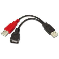 Cable USB a macho - USB a macho / hembra (15 cm)