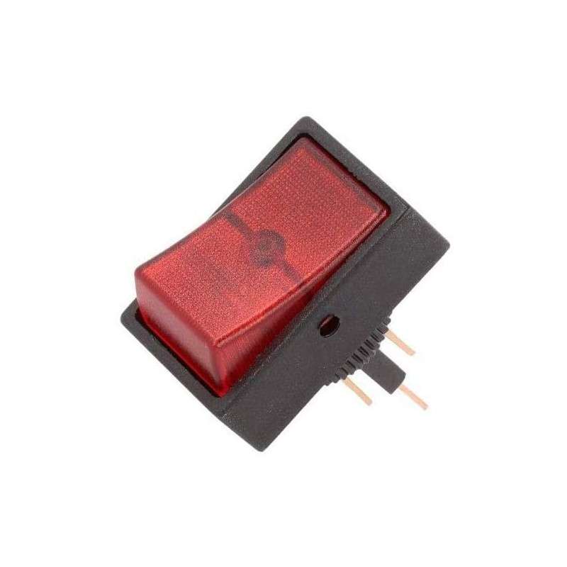 Rocker switch 2 stable positions - OFF-ON - 12VDC 30A (3 pins) - red - SCI R13-207B-01-BR