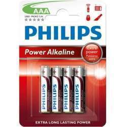 Pilas alcalinas 1.5V LR03 / AAA - Philips (Pack 4 Uds)