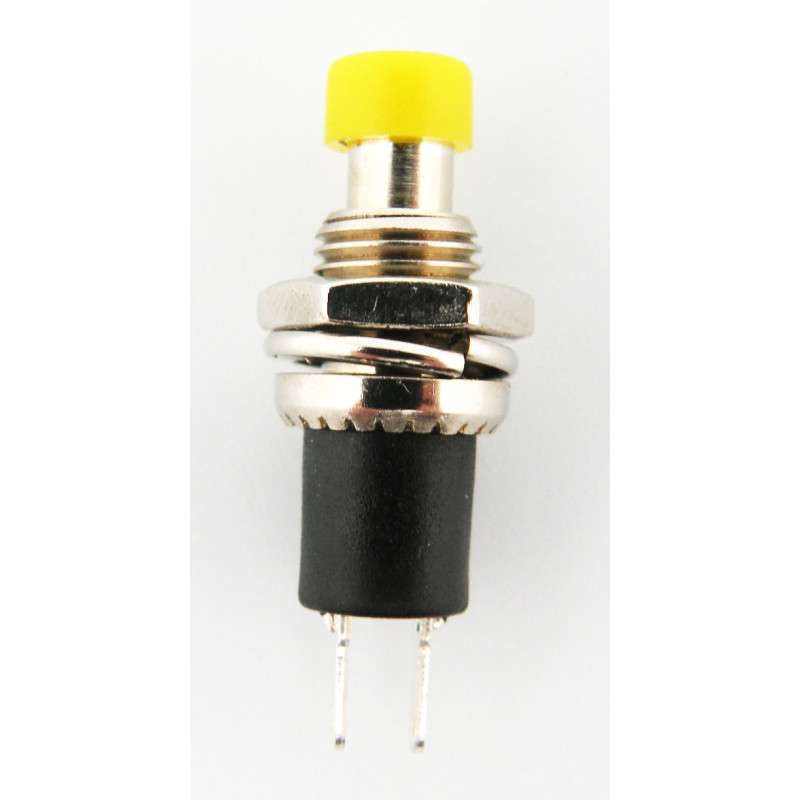 botón interruptor presión unipolar SPST OFF- (ON) amarillo 250VAC 1A