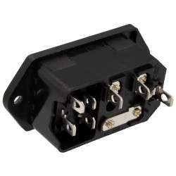 IEC 320 / C14 plug (male) 3pin 10A panel with switch + fuse