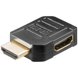HDMI male/female adapter, curved (V), gold