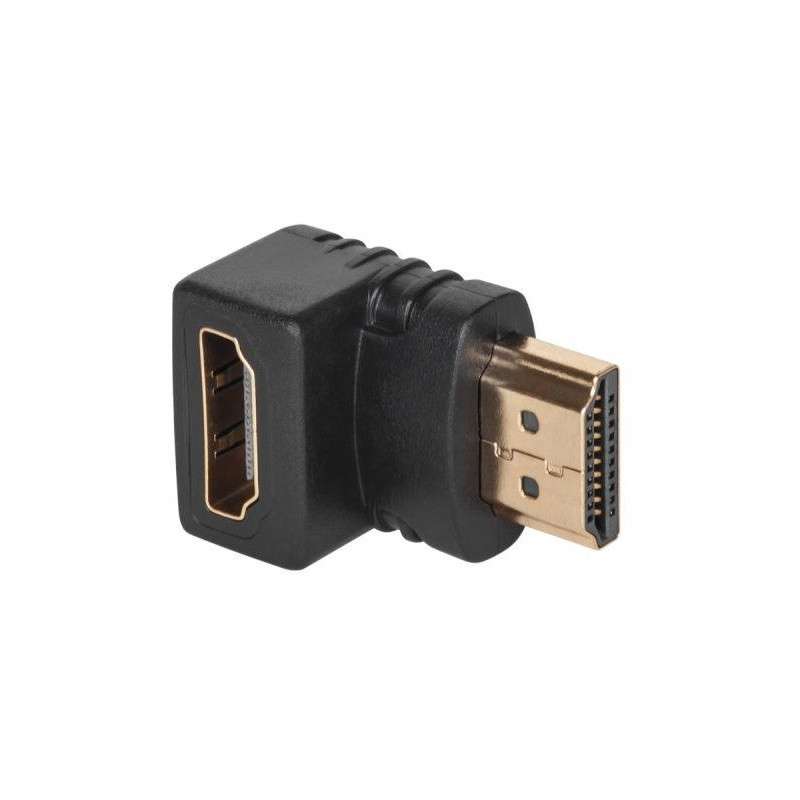 HDMI Female Adapter - HDMI  Male, 90° Bend, Gold 