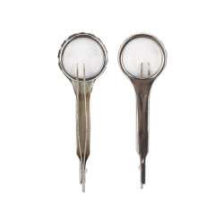 Tweezers 60mm straight tips with 6x corporate magnifying glass