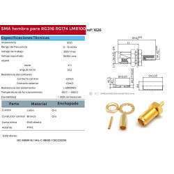 SMA female - crimping - for RG174 / 316 cable